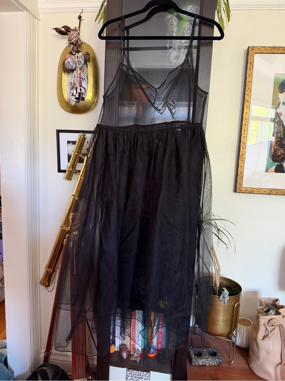 Anthropologie Black Sheer Tulle Dress
